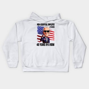 Non essential employee of the month..joe Biden 4th of july gift Kids Hoodie